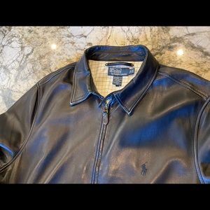 Men’s Large Tall Black Lambskin Jacket - POLO